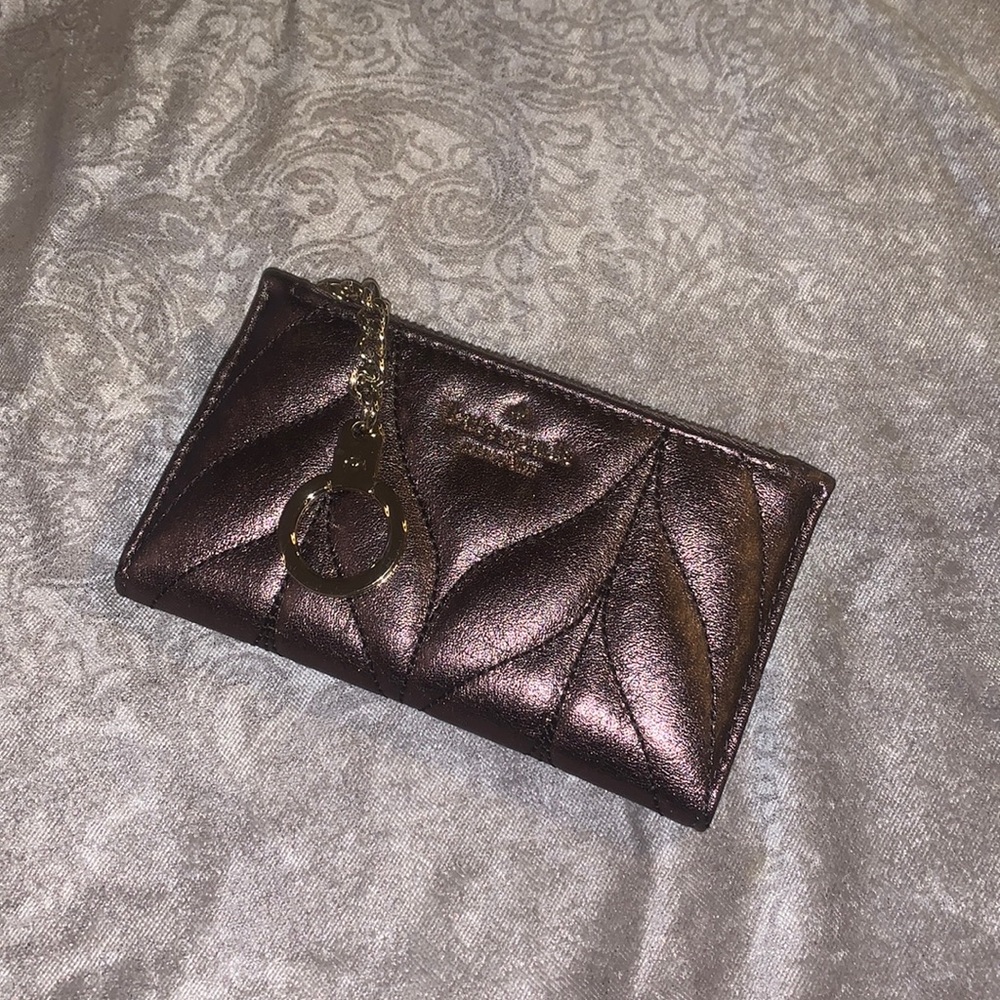 Kate Spade purple quilted keychain wallet